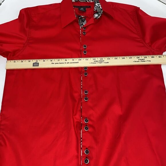 Anton Alexander Bright Red With Black French Cuff Dress Shirt Button Up Size M - Picture 6 of 13